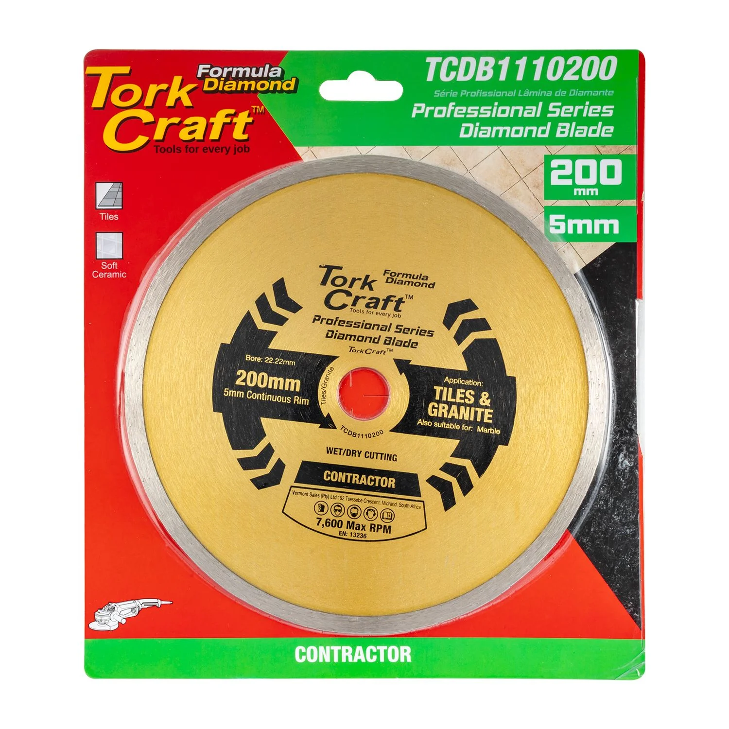 TCDB1110200.webp DIAMOND BLADE 200MM X 22.22 CONTINUES RIM - Image 1