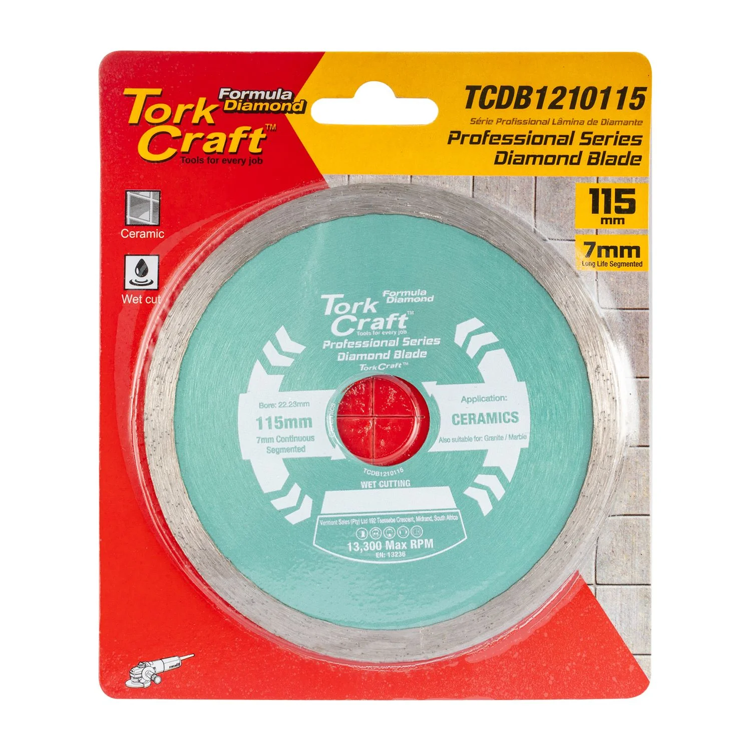 TCDB1210115.webp DIAMOND BLADE 115MM CONTINUES RIM HOT PRESSED CONTRACTOR - Image 1