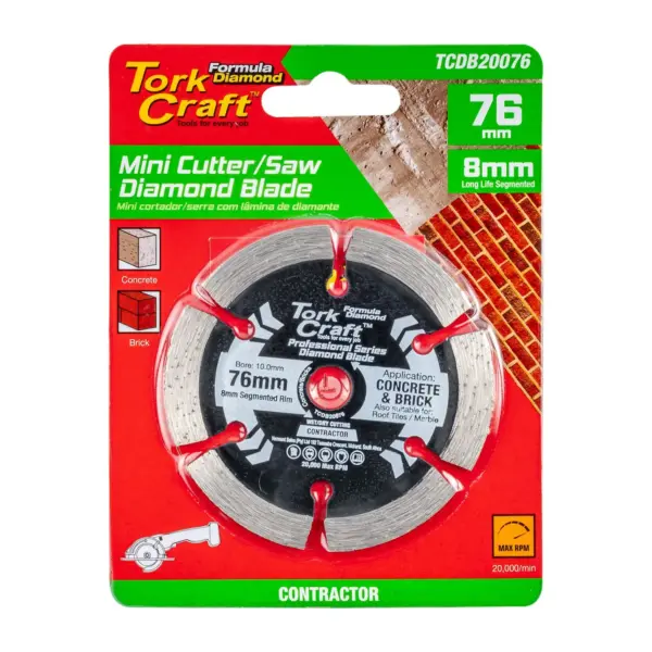 DIAMOND BLADE 76MM X 10MM SEGMENTED MINI CUTTER SAW