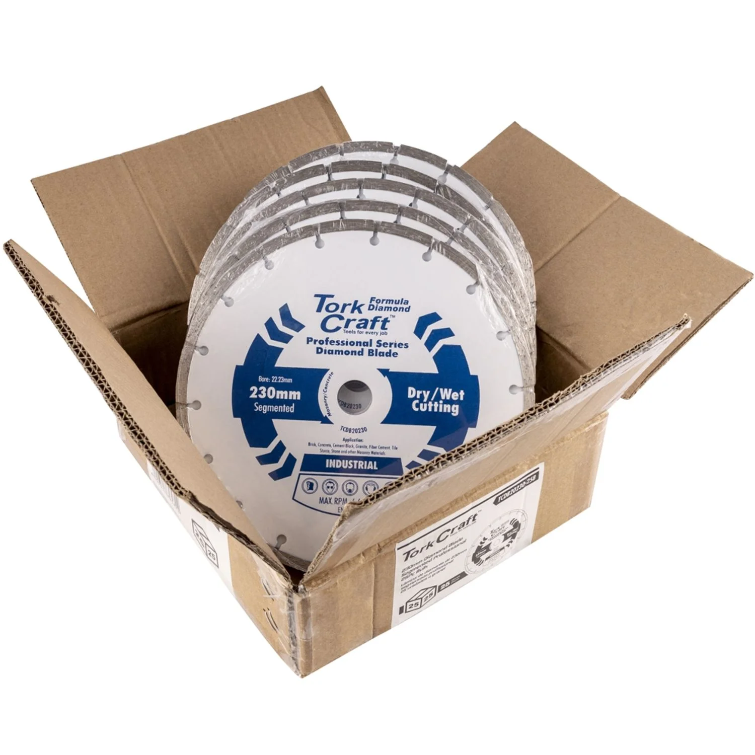 TCDB20230-25B.webp DIAMOND BLADE 230MM SEGMENTED PROFESIONAL 25PC BULK - Image 1