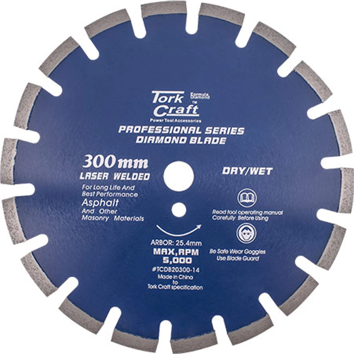 TCDB20300-14.webp DIAMOND BLADE 300 X 25.4MM ASPHALT LASER WELDED SEGMENTED TAR - Image 1