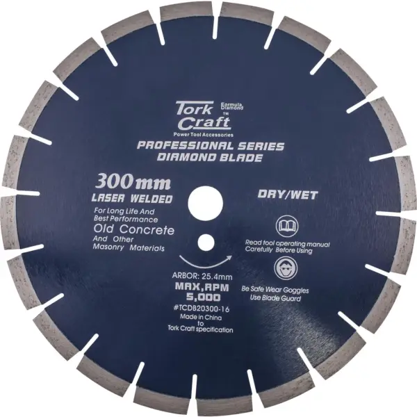 DIAMOND BLADE 300 X 25.4MM OLD CONCRETE LASER WELDED SEGMENTED