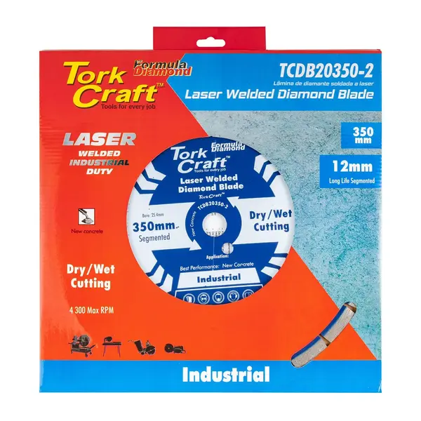 DIAMOND BLADE 350X25.4MM GREEN / NEW CONCRETE LASER WELDED SEGMENTED