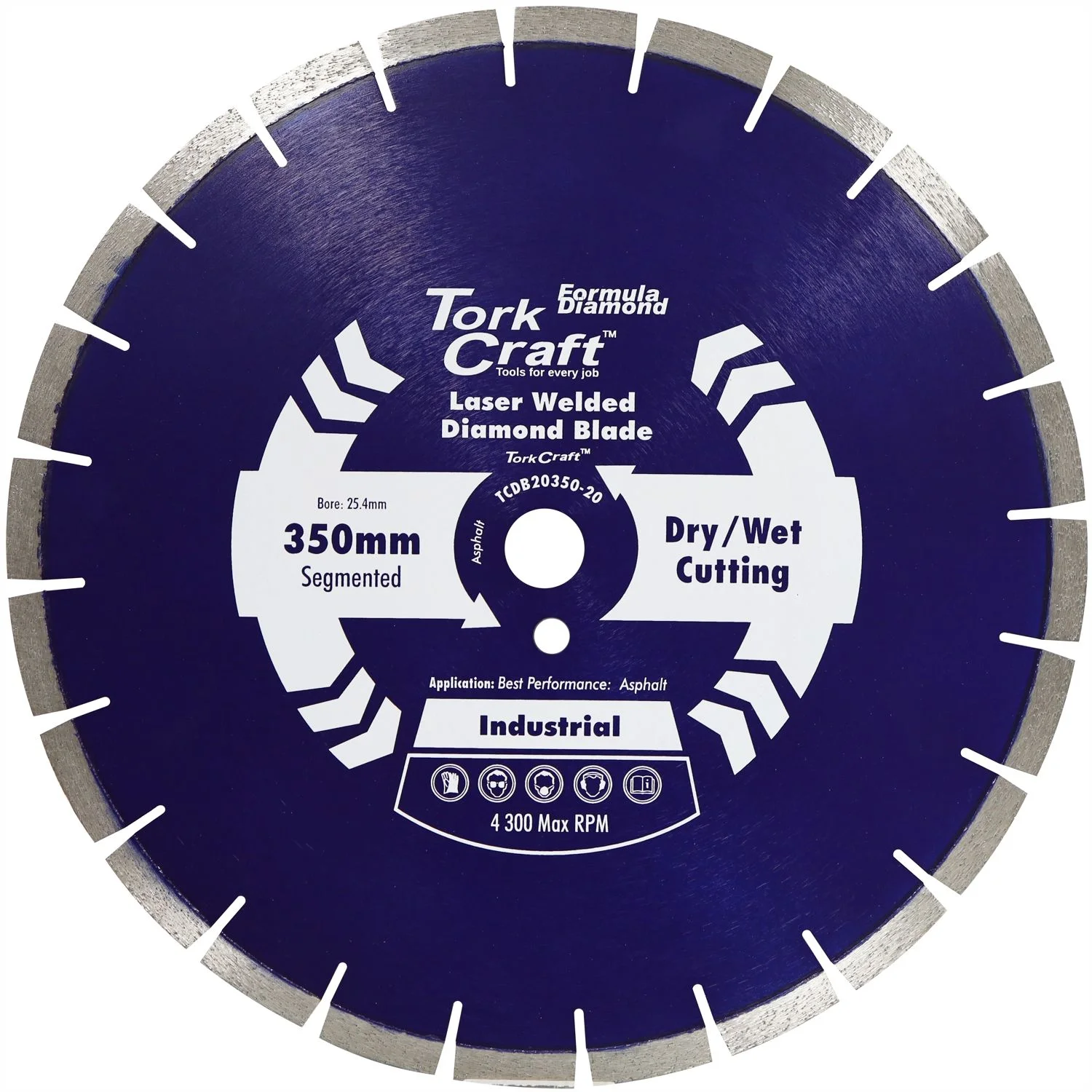 TCDB20350-20.webp DIAMOND BLADE 350X25.4MM ASPHALT LASER WELDED SEGMENTED TAR - Image 1