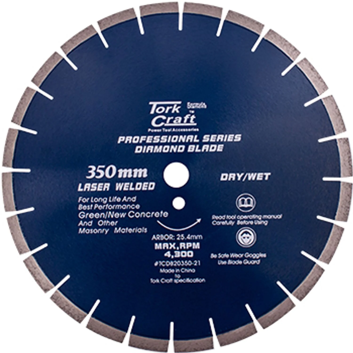TCDB20350-21.webp DIAMOND BLADE 350X25.4MM GREEN / NEW CONCRETE LASER WELDED SEGMENTED - Image 1