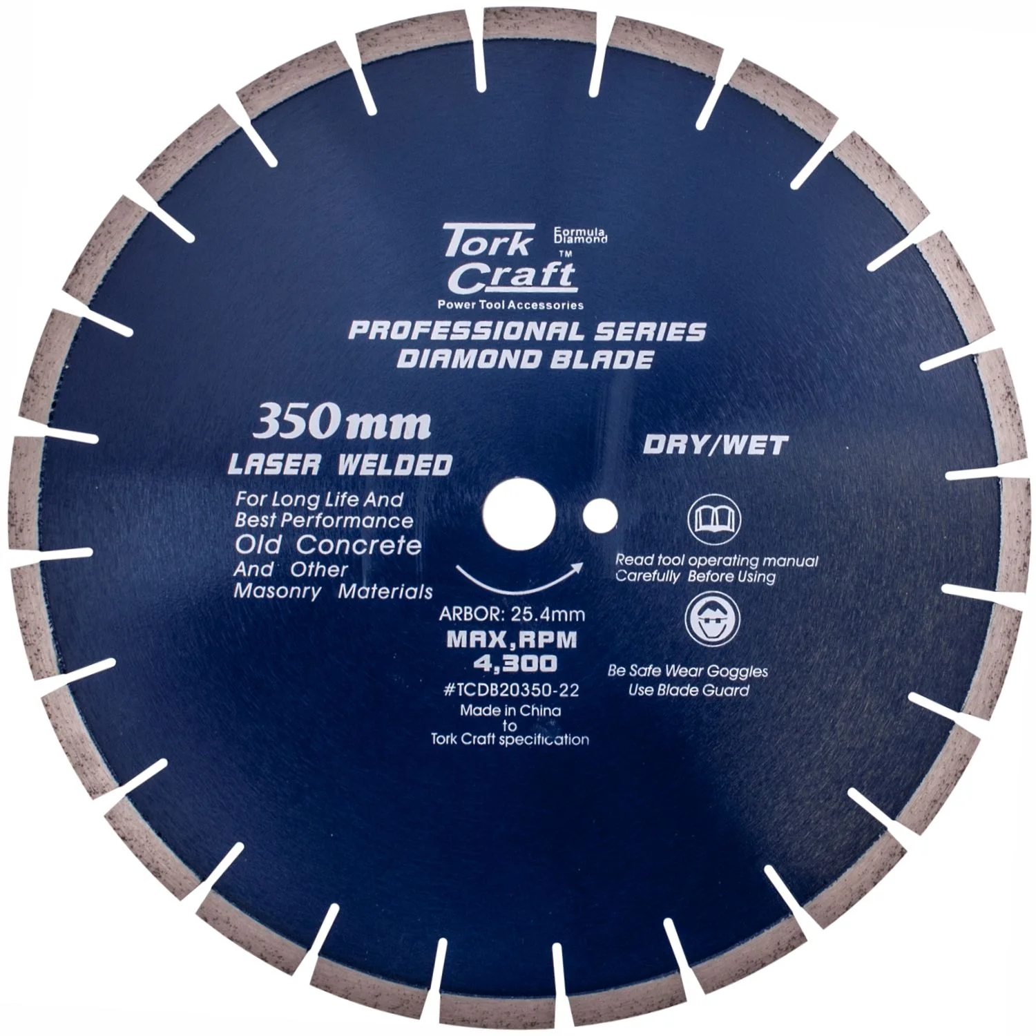 TCDB20350-22.webp DIAMOND BLADE 350X25.4MM OLD CONCRETE LASER WELDED SEGMENTED - Image 1