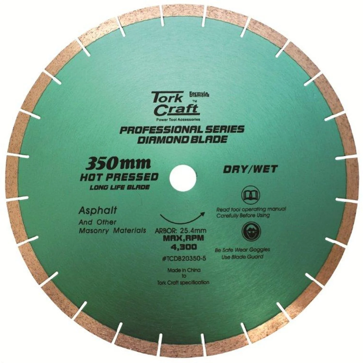 TCDB20350-5.webp DIAMOND BLADE 350X25.4MM ASPHALT HOT PRESSED SEGMENTED TAR - Image 1