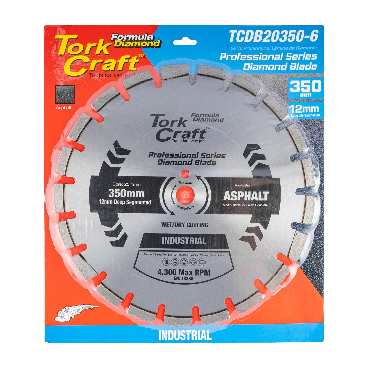 TCDB20350-6.webp DIAMOND BLADE 350X25.4MM ASPHALT LASER WELDED SEGMENTED TAR - Image 1