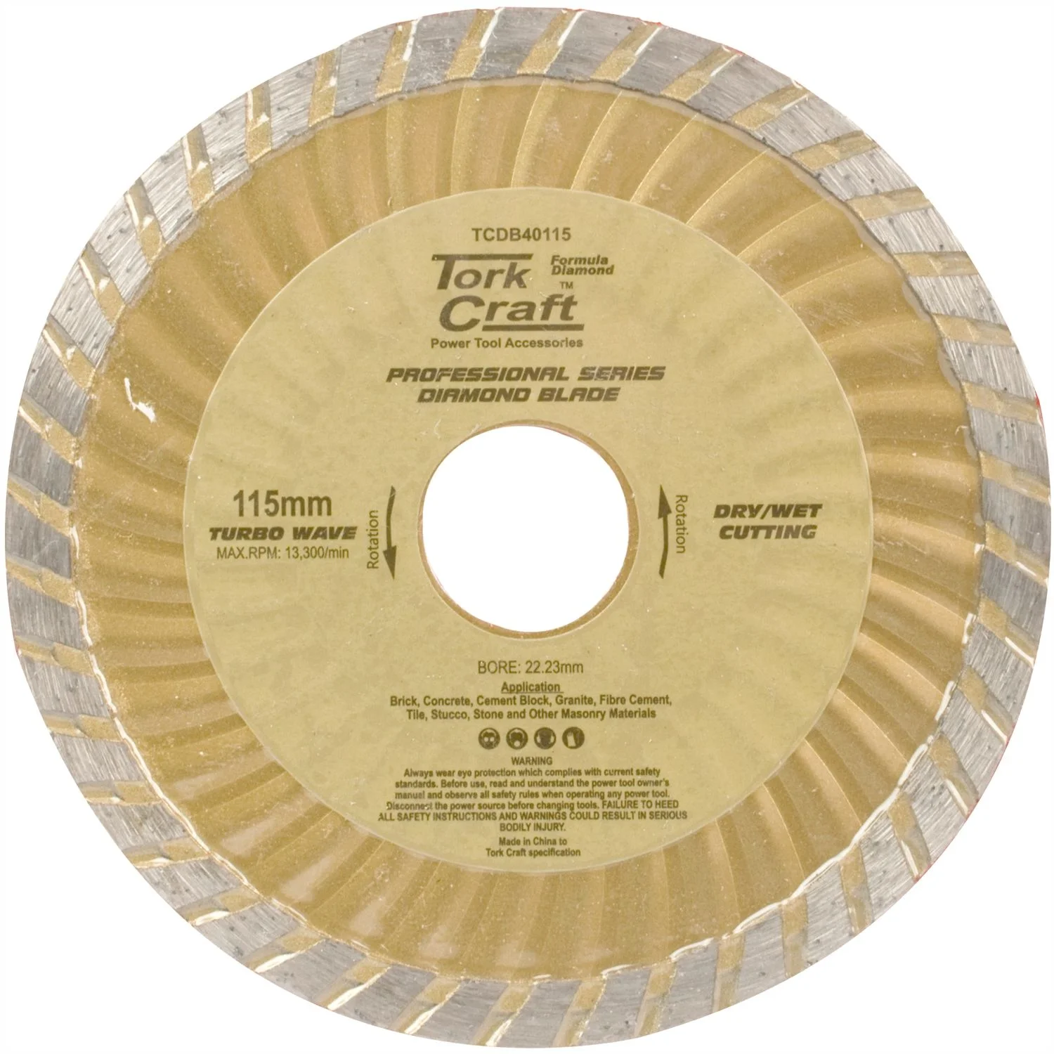 TCDB40115.webp DIAMOND BLADE TURBO WAVE 115MM X 22.22MM - Image 1