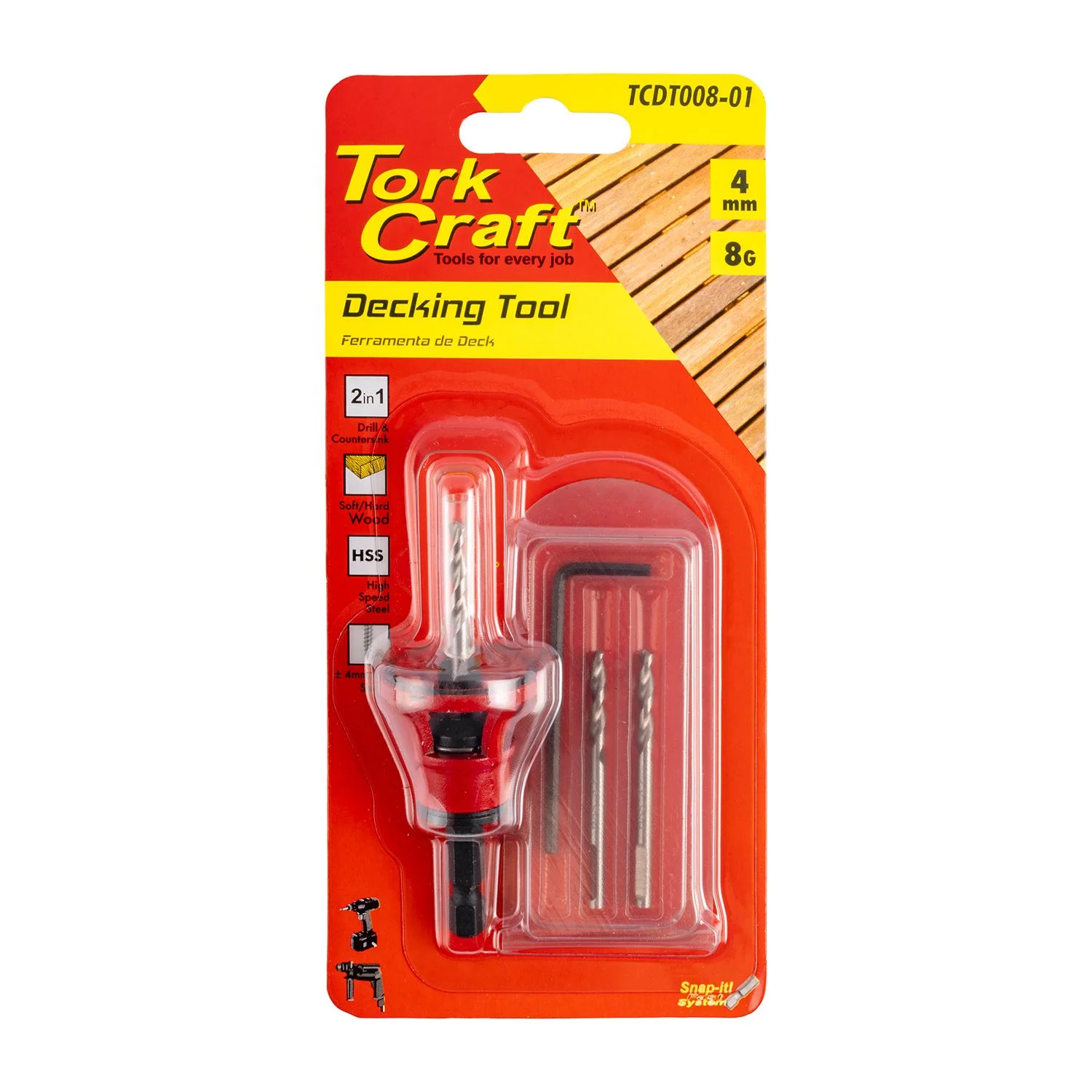 TCDT008-01.webp DECKING TOOL 8G STD HEAD PRE-DRILL and COUNTERSINK - Image 1