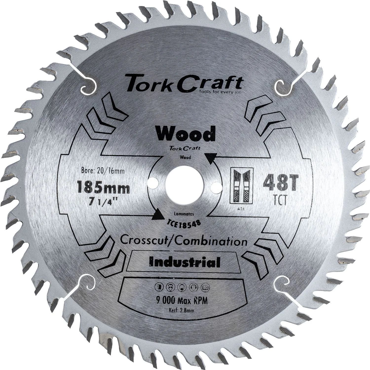 TCE18548.webp BLADE TCT EURO TIP 185 X 48T 20/16MM PROFESIONAL - Image 1