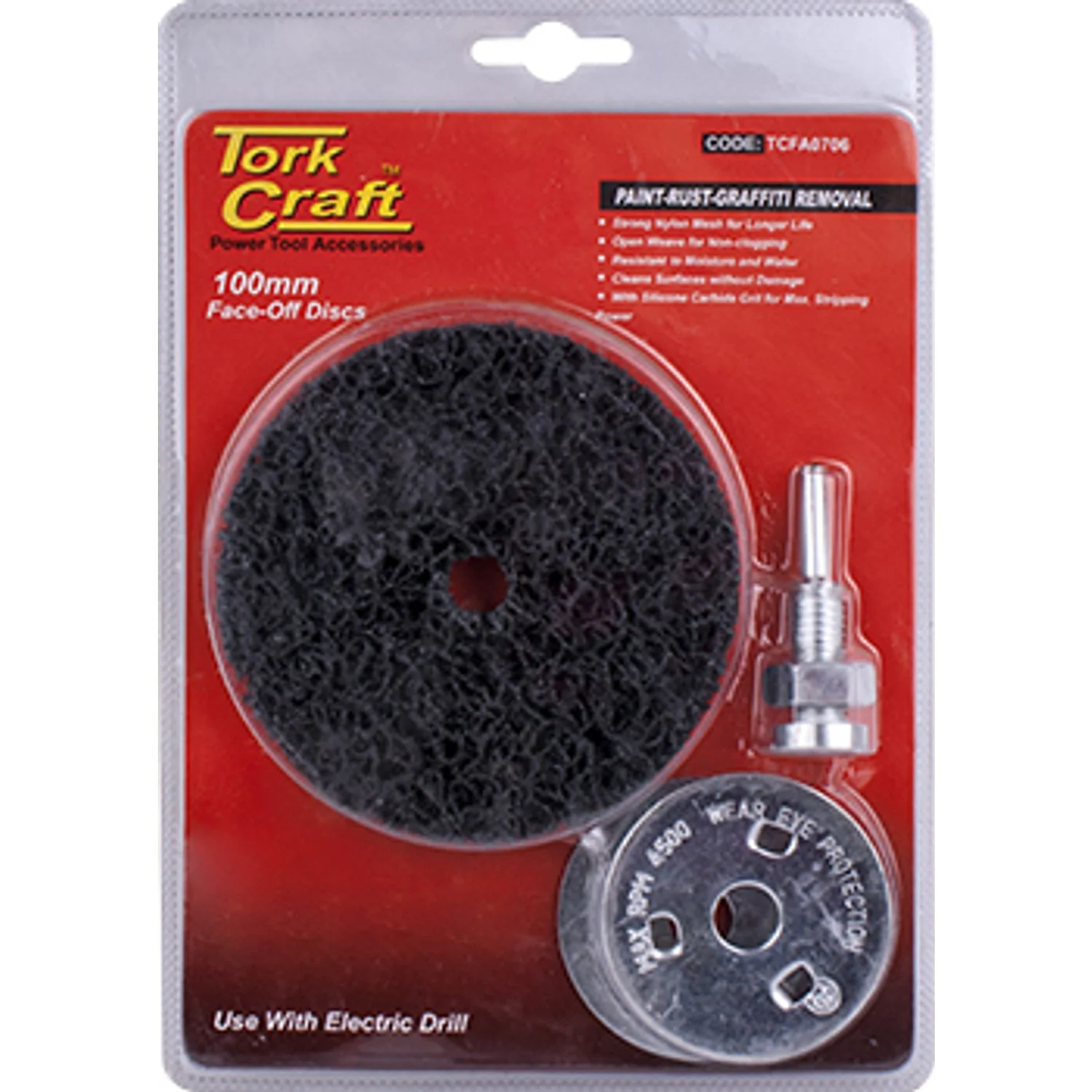 TCFA0706.webp FACE OFF DISC and ARBOR 100MM CARDED FOR DRILL - Image 1