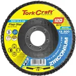 FLAP DISC ZIRCONIUM 115MM 120GRIT ANGLED