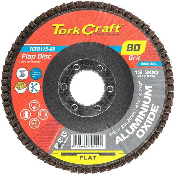 FLAP SANDING DISC 115MM 80 GRIT A/O