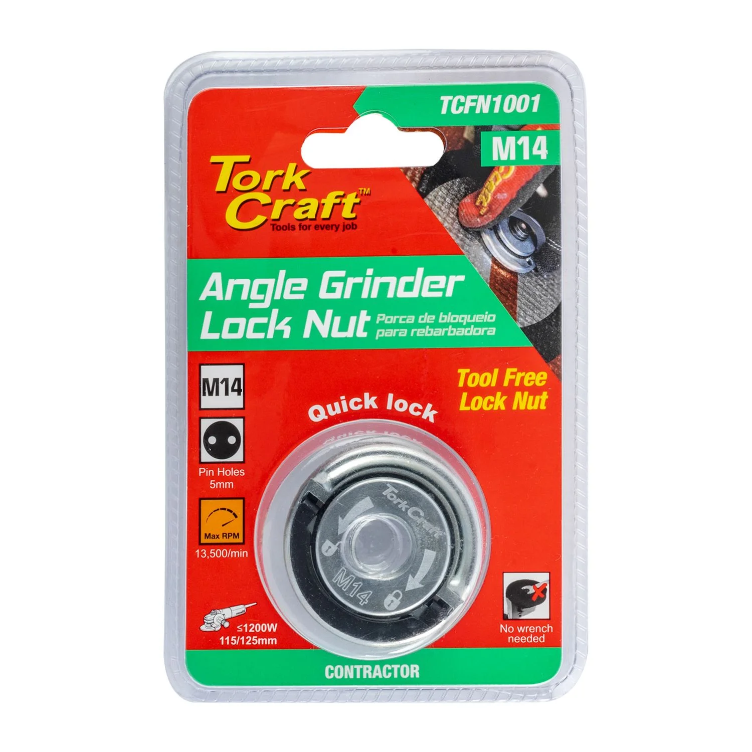 TCFN1001.webp FLANGE LOCK NUT M14 TOOL LESS FINGER TAB ANGLE GRINDER - Image 1