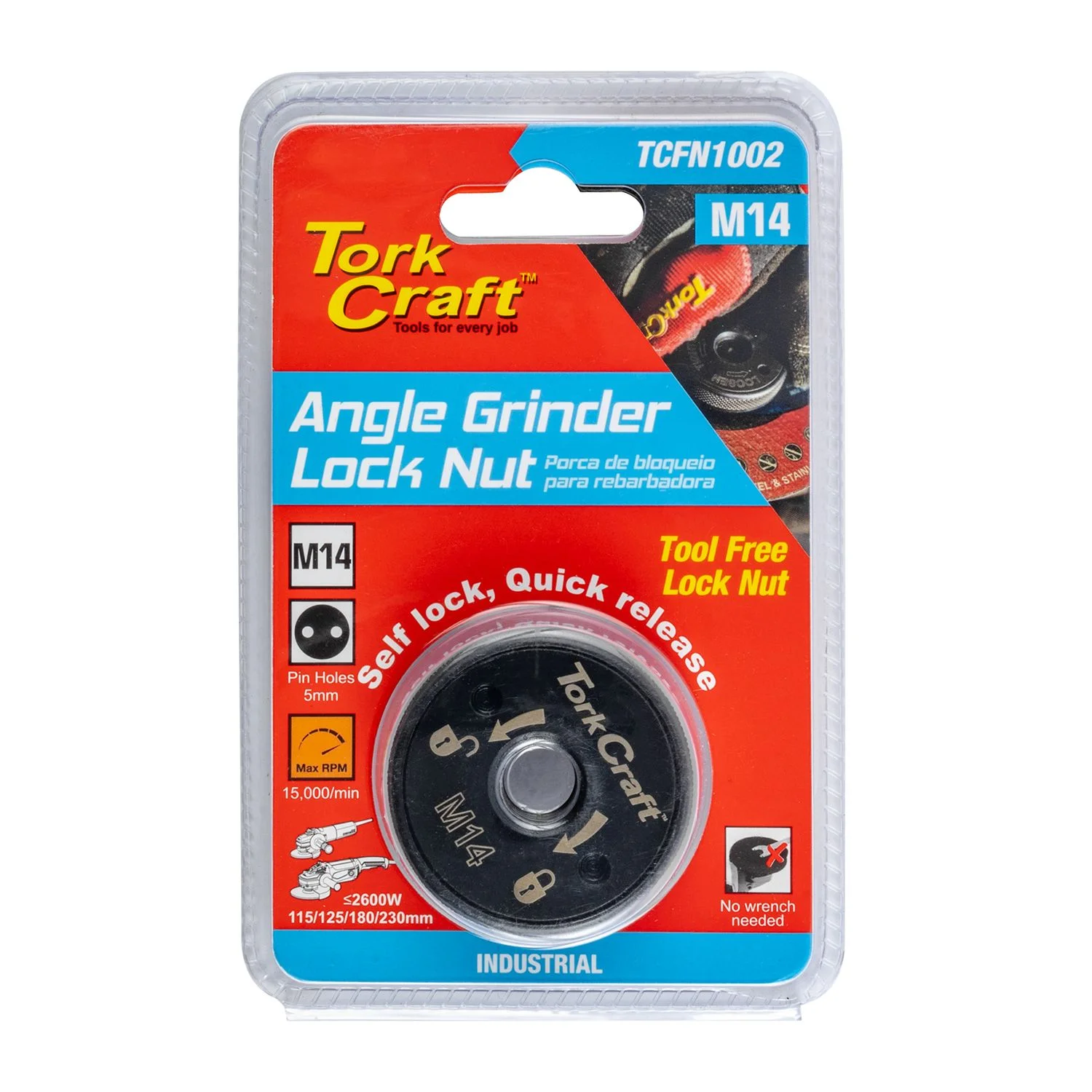 TCFN1002.webp FLANGE LOCK NUT M14 SELF LOCK QUICK RELEASE ANGLE GRINDER - Image 1