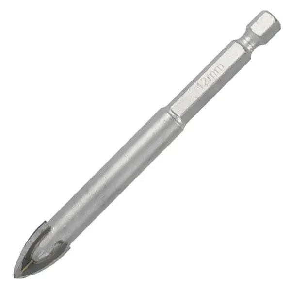 GLASS and TILE DRILL 12MM 4 FLUTE WITH HEX SHANK