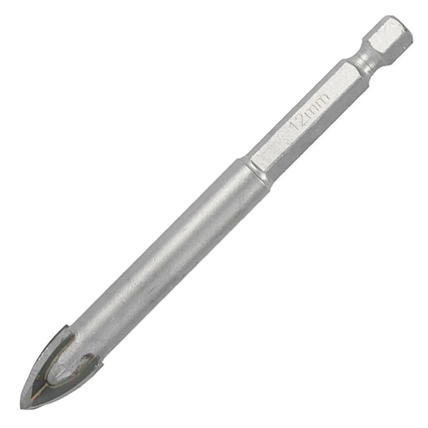 TCGDX012.webp GLASS and TILE DRILL 12MM 4 FLUTE WITH HEX SHANK - Image 1