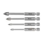 GLASS and TILE DRILL 4 FLUTE SET 4PC 4/5/6/8MM IN PLASTIC CASE - Image 3