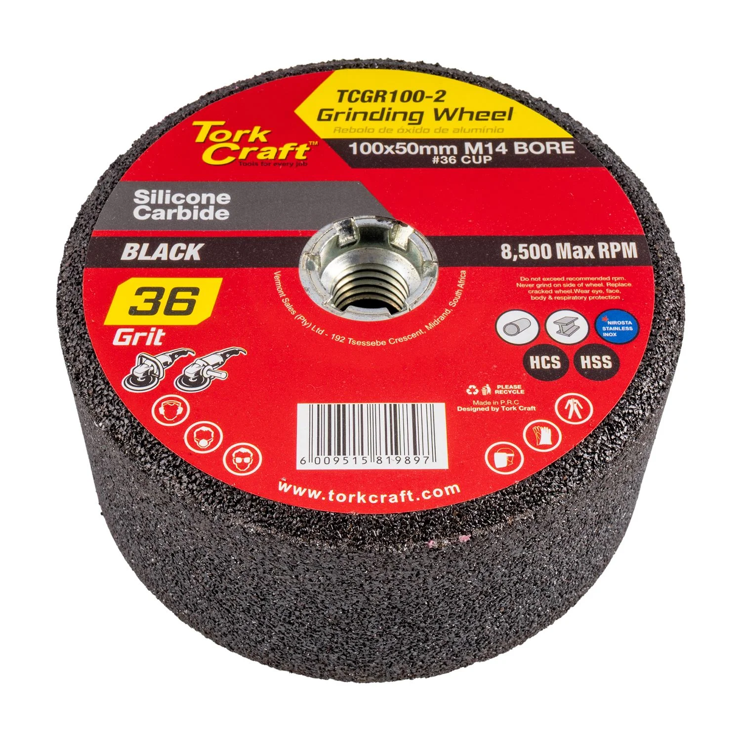 TCGR100-2.webp GRINDING WHEEL 100X50MM M14 BORE - #36CUP - ANGLE GRINDER - Image 1