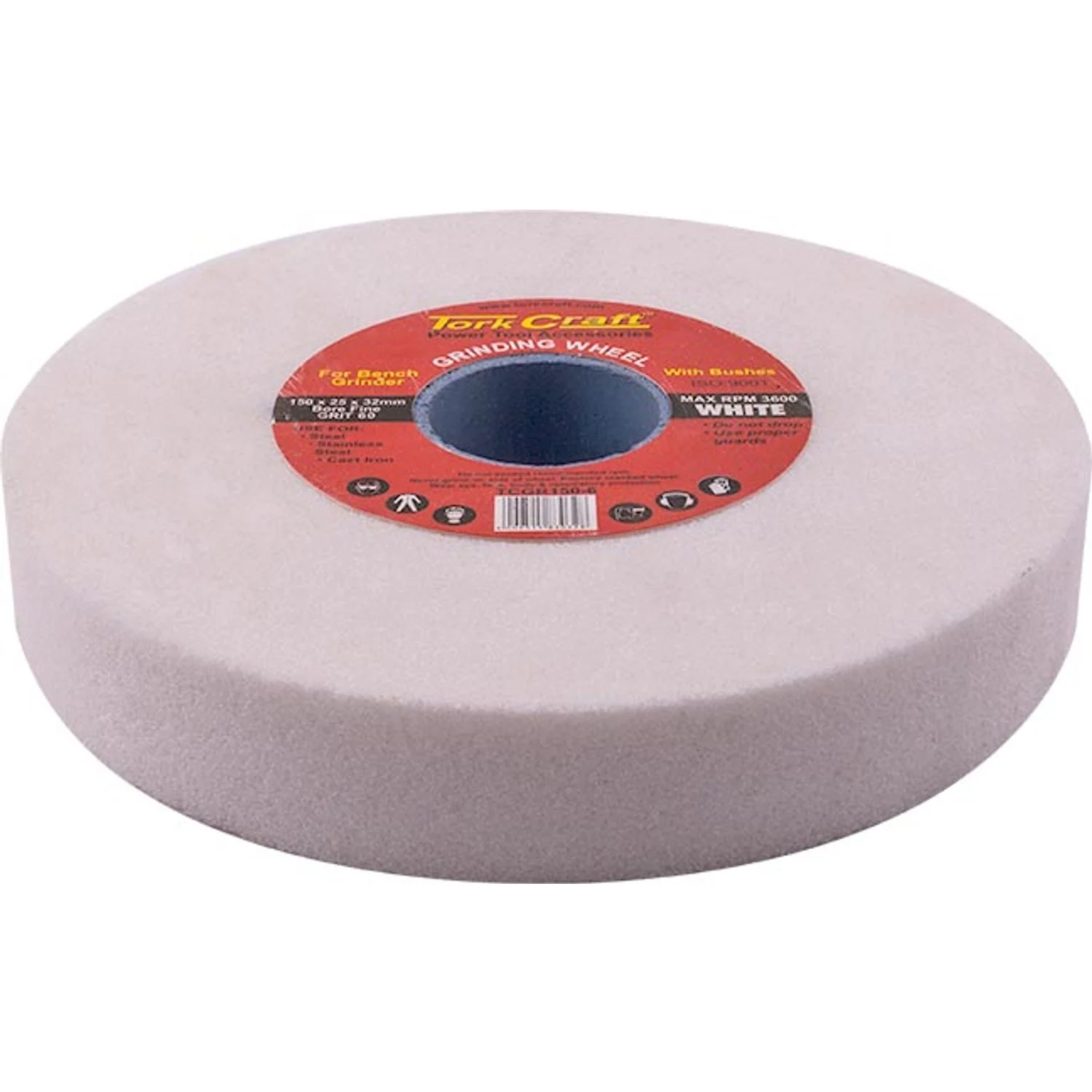 TCGR150-6.webp GRINDING WHEEL 150X25X32MM BORE FINE 60GR W/BUSHES FOR B/G WHITE - Image 1