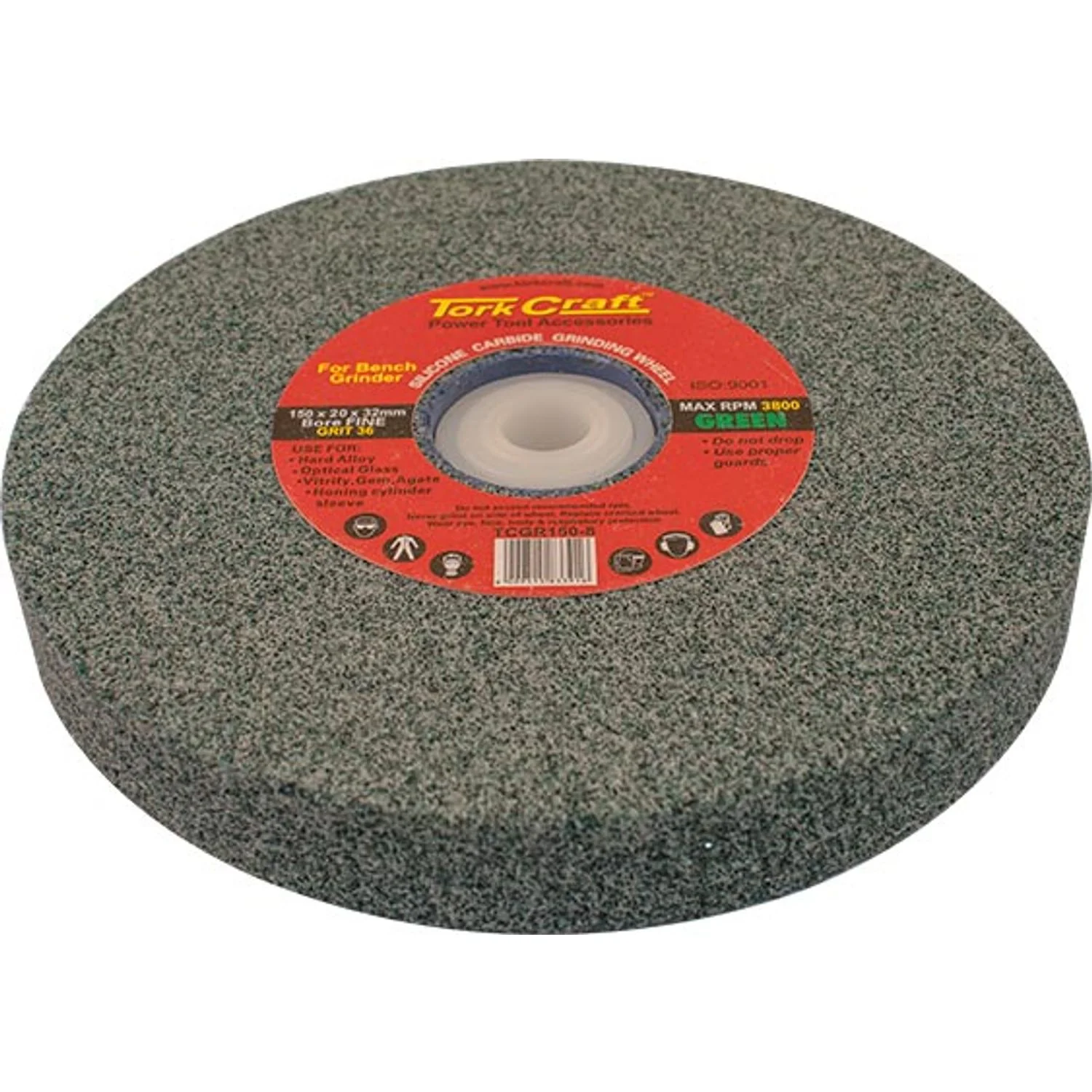TCGR150-8.webp GRINDING WHEEL 150X20X32MM GREEN COARSE 36GR W/BUSHES FOR BENCH GRIN - Image 1