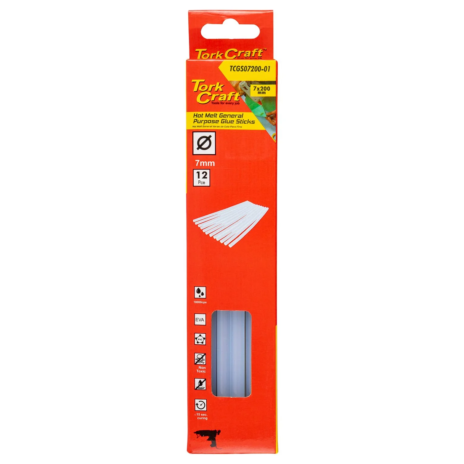 TCGS07200-01.webp GLUE STICK 07 X 200MM 12PC HOT MELT GEN. PURPOSE EVA 18000CPS - Image 1