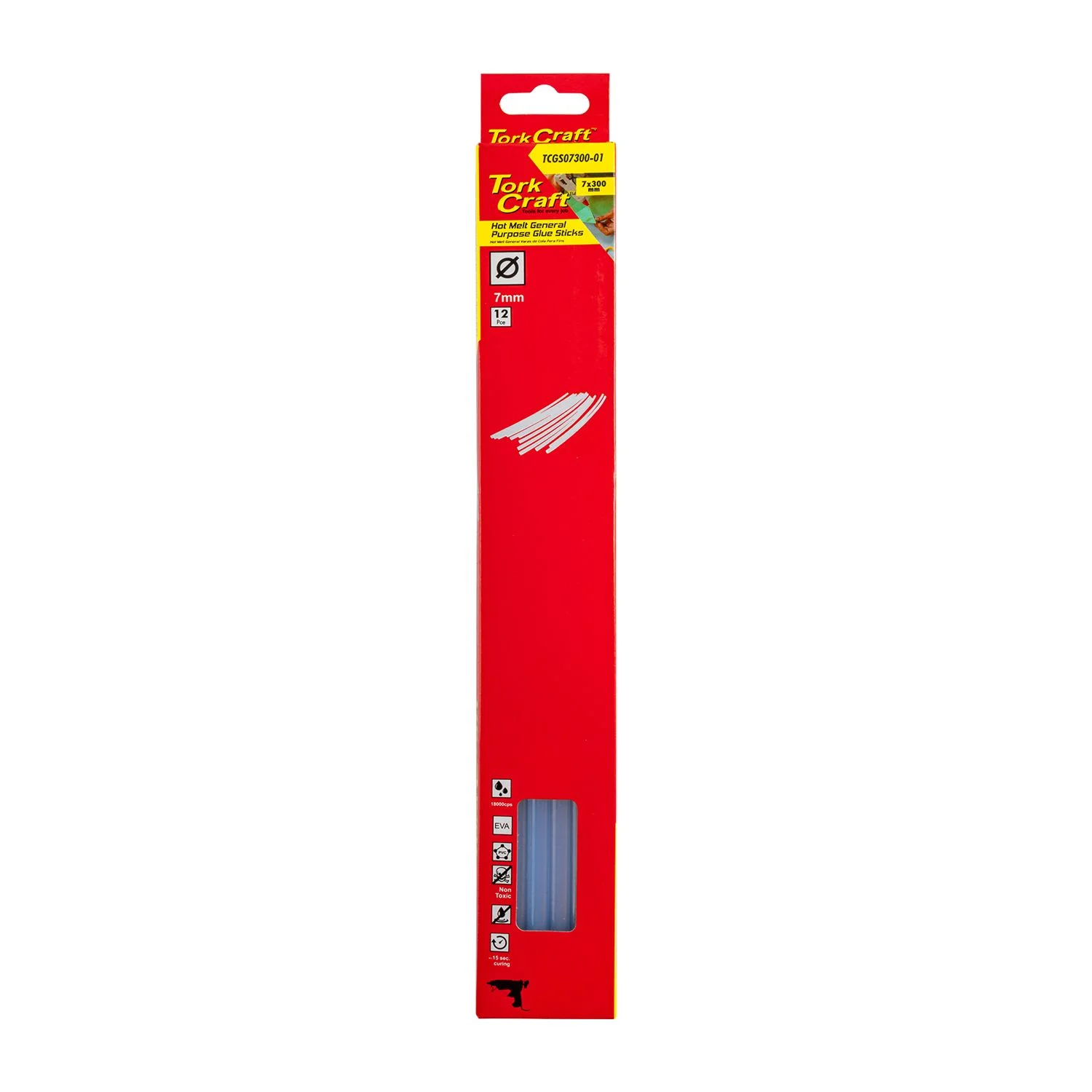 TCGS07300-01.webp GLUE STICK 07 X 300MM 12PC HOT MELT GEN. PURPOSE EVA 18000CPS - Image 1