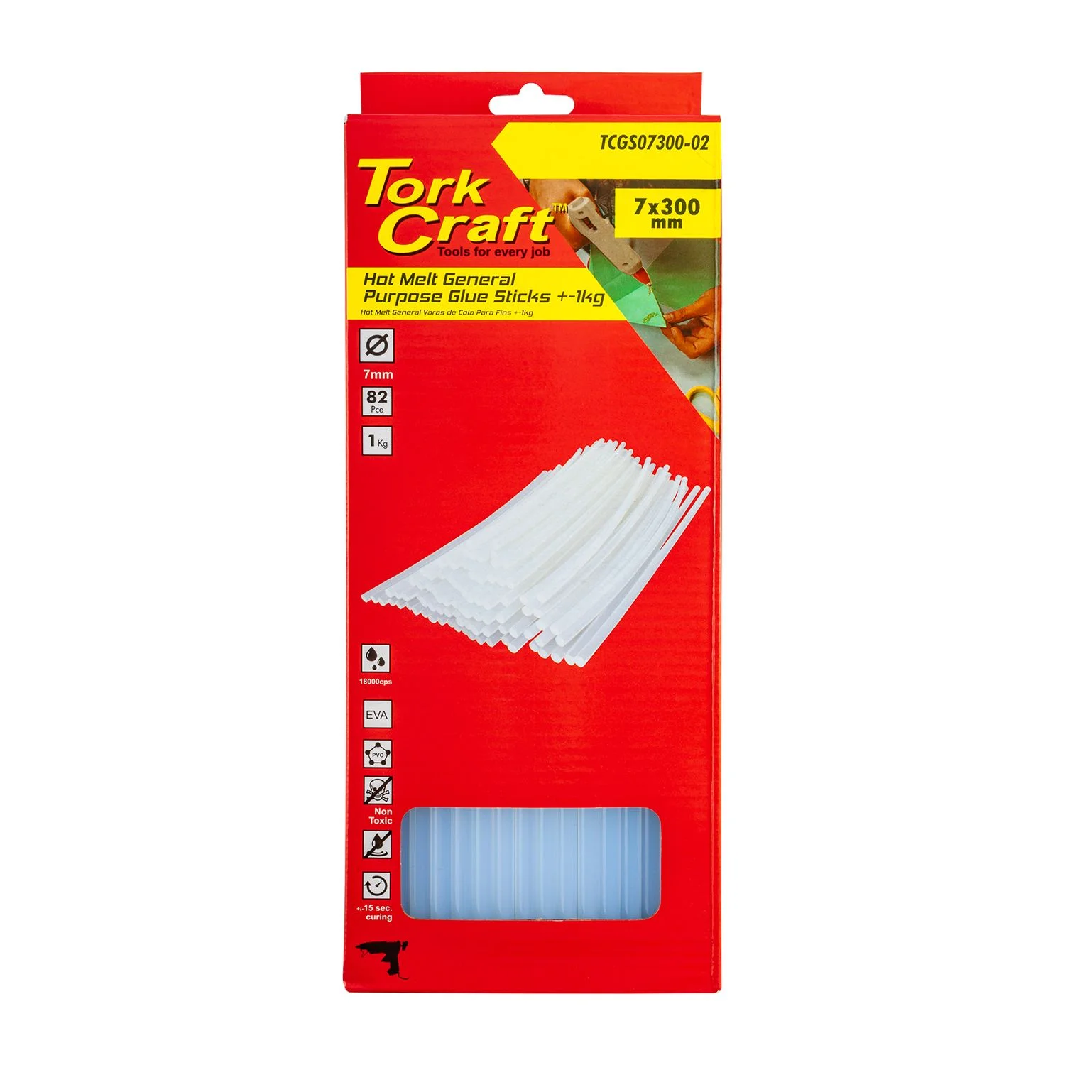 TCGS07300-02.webp GLUE STICK 07 X 300MM 82PC 1KG HOT MELT GEN. PURPOSE EVA 18000CPS - Image 1