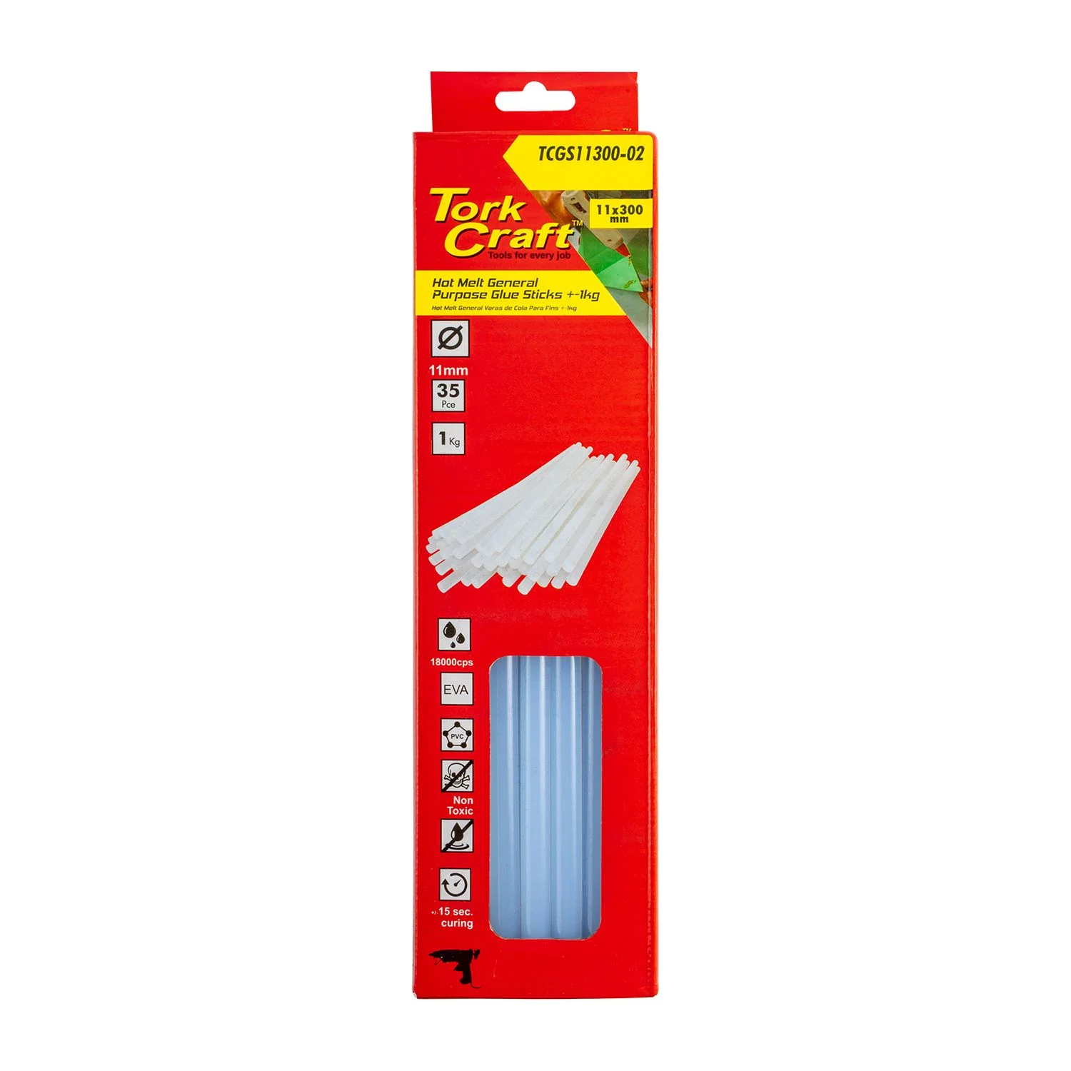 TCGS11300-02.webp GLUE STICK 11 X 300MM 35PC 1KG HOT MELT GEN. PURPOSE EVA 18000CPS - Image 1