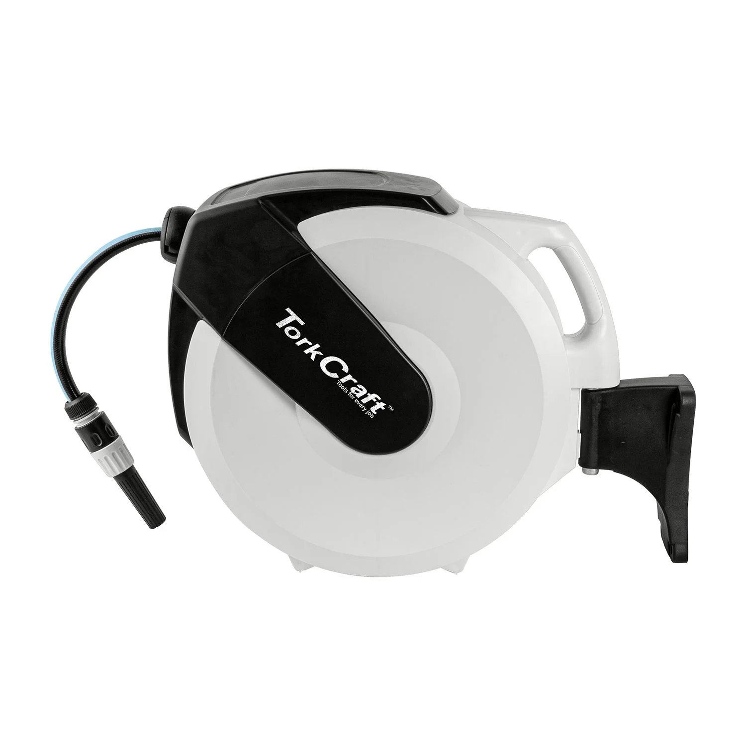 TCHR1020.webp WATER HOSE REEL 20M X 13.5MM ID PVC HOSE RETRACTABLE C/W SPRAYER and MOU - Image 1