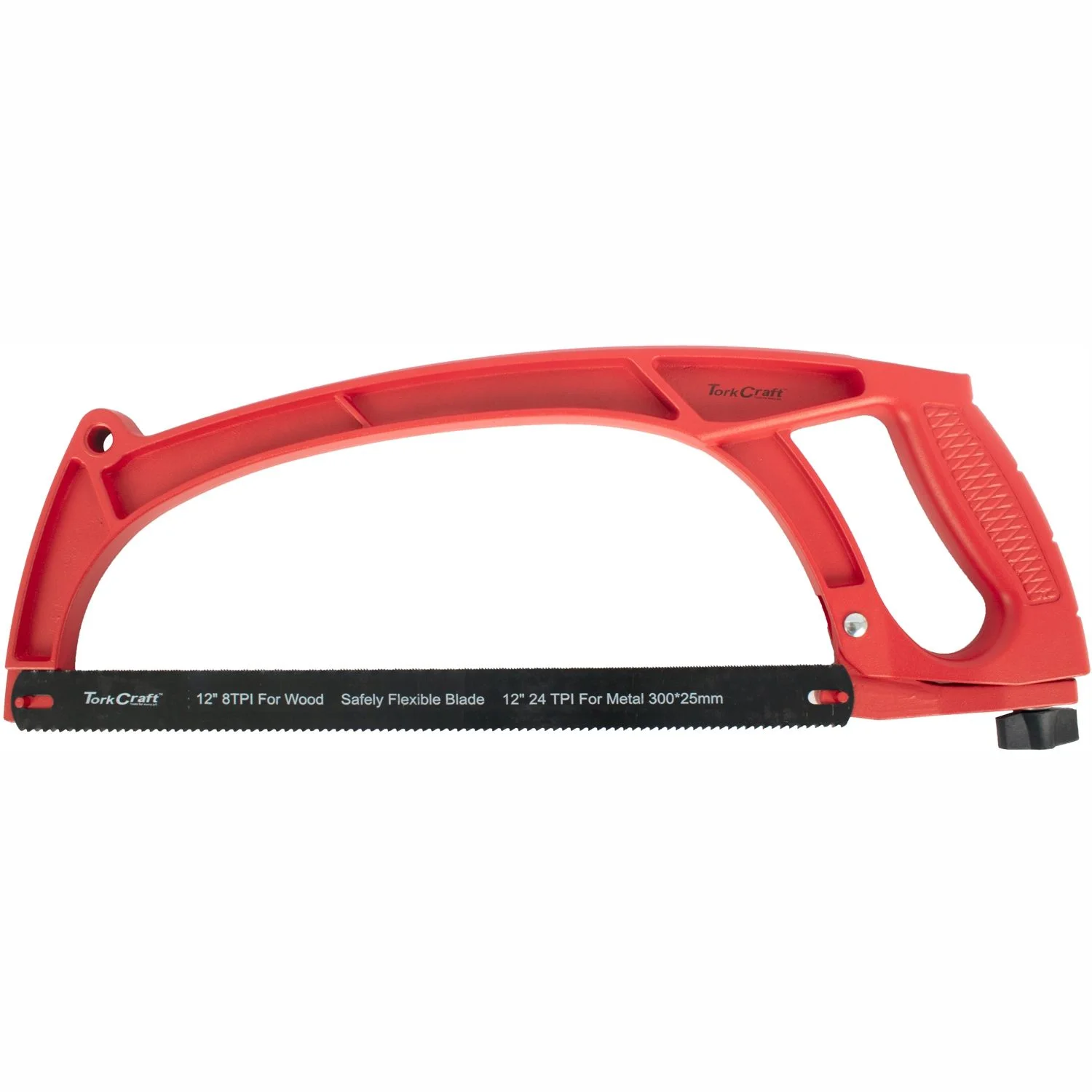 TCHS001.webp ALUMINUM ALLOY HACKSAW FRAME 300MM C/W FLEXIBLE DOUBLE EDGE BLADE - Image 1