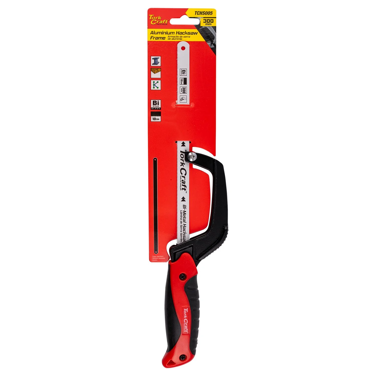 TCHS005.webp ALUMIMIUM HACK SAW FRAME 300MM MINI C/W BLADE ONE HAND - Image 1