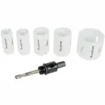 HOLE SAW SET 6PCE BI-METAL (22/25/32/35/51MM and 3/8 HEX MANDREL)