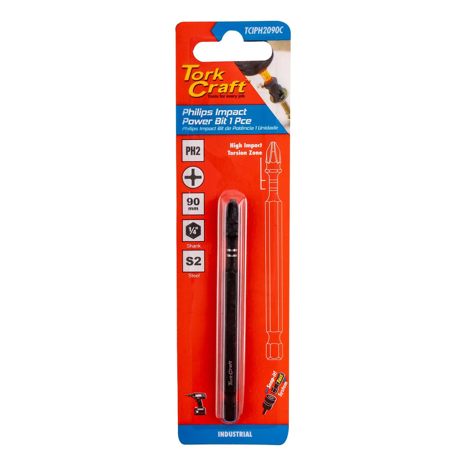 TCIPH2090C.webp IMPACT PH2 X 90MM POWER BIT 1PC CARDED - Image 1