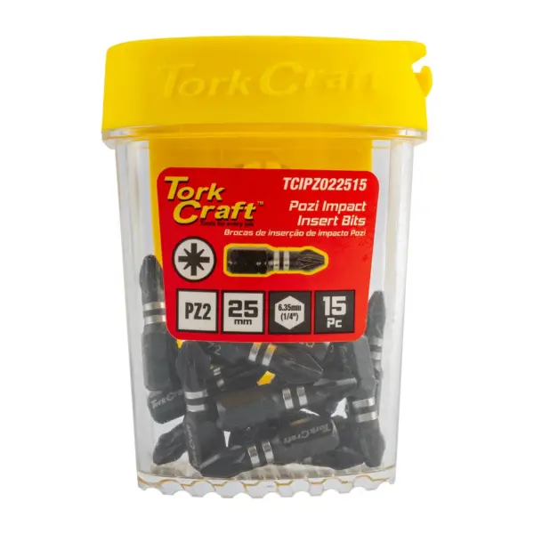 IMPACT POZI.2 X 25MM INSERT BIT 15PC TIC TAC CASE PZ2