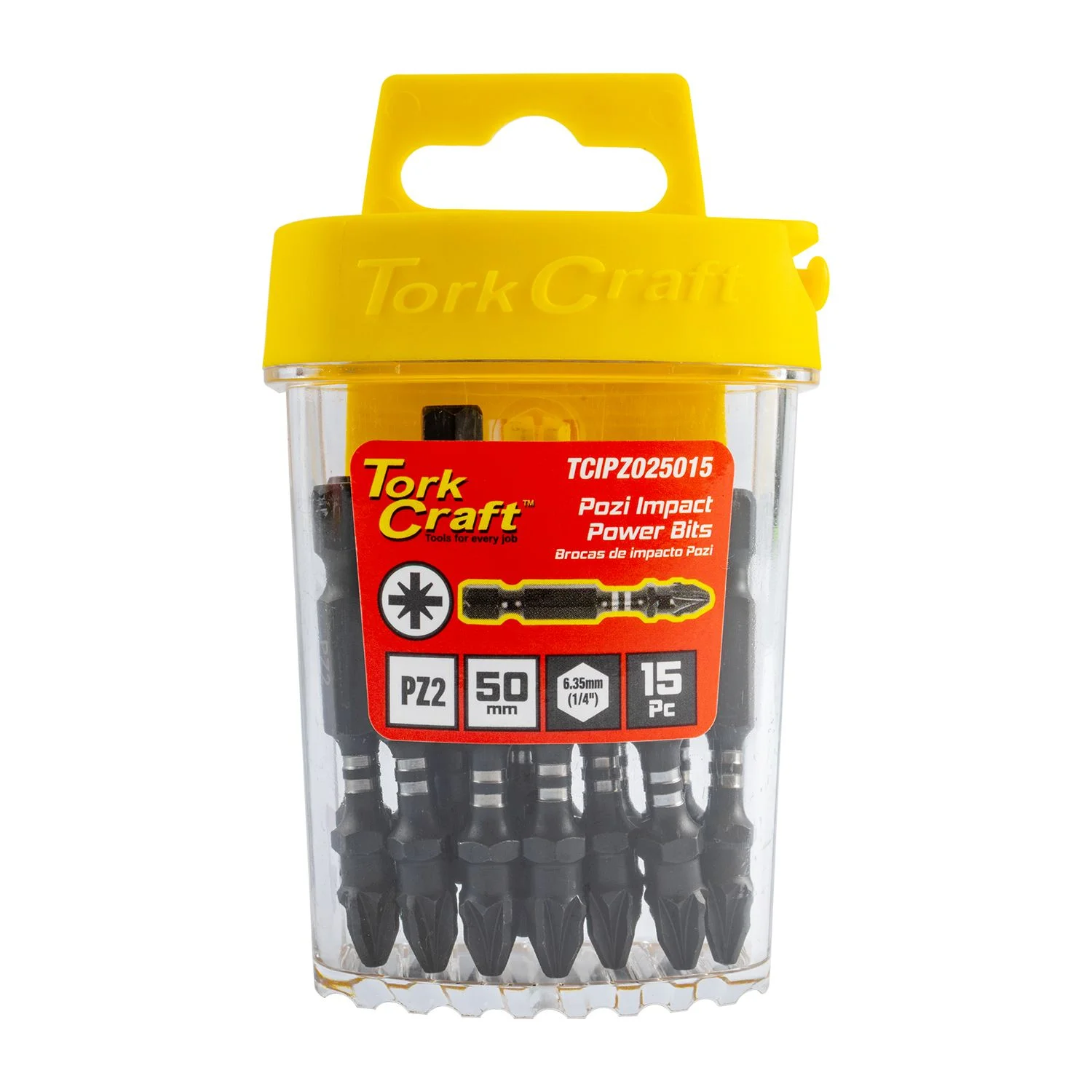 TCIPZ025015.webp IMPACT POZI.2 X 50MM INSERT BIT 15PC TIC TAC CASE PZ2 - Image 1