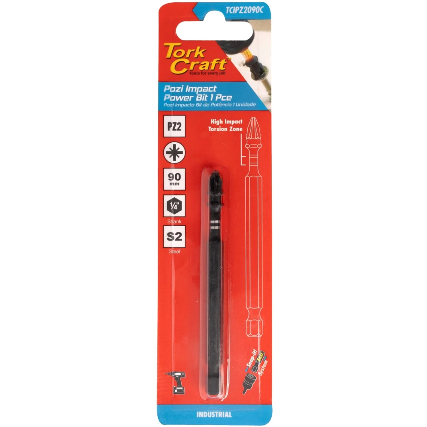 TCIPZ2090C.webp IMPACT PZ2 X 90MM POWER BIT 1PC CARDED - Image 1