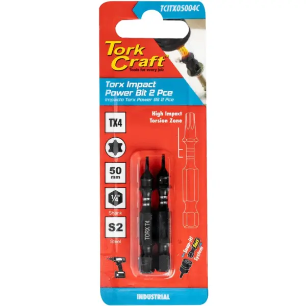 TORX TX 4 IMPACT POWER BIT 50MM 2PC CARDED