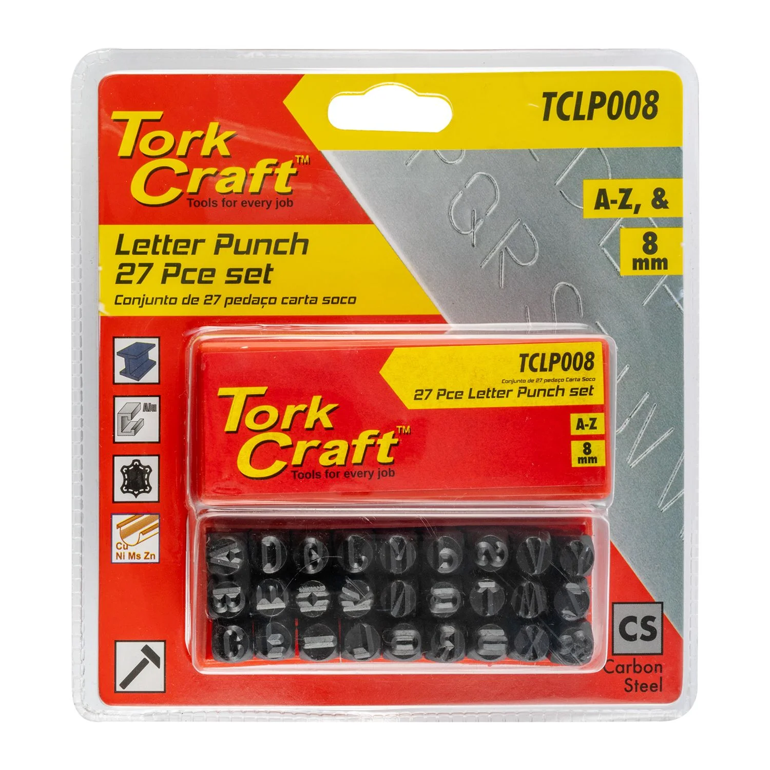TCLP008.webp LETTER PUNCH SET 8MM (A-Z) CAPITAL BLACK FINISH - Image 1