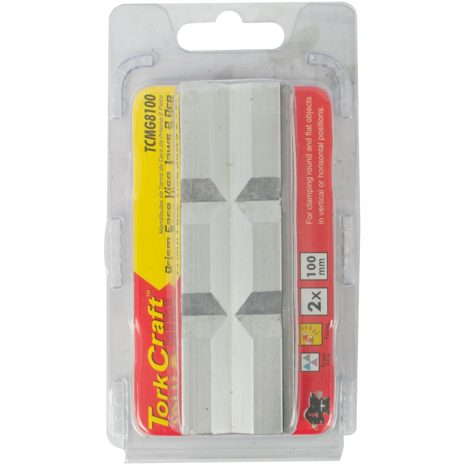 TCMG8100.webp VICE JAWS MAGNETIC ALUM. 100MM X 32MM 2PC PRISM FACE - Image 1