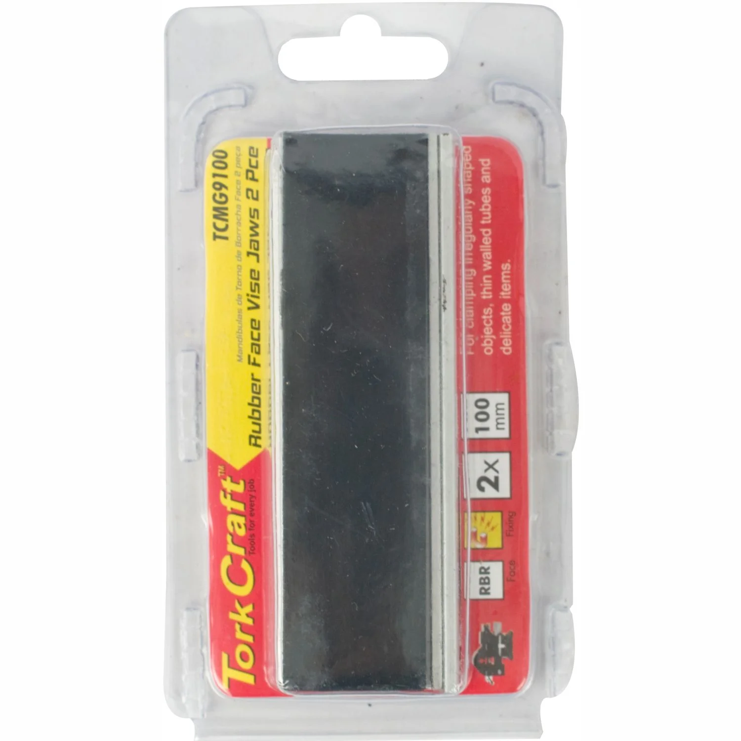 TCMG9100.webp VICE JAWS MAGNETIC ALUM. 100MM X 32MM 2PC RUBBER FACE - Image 1