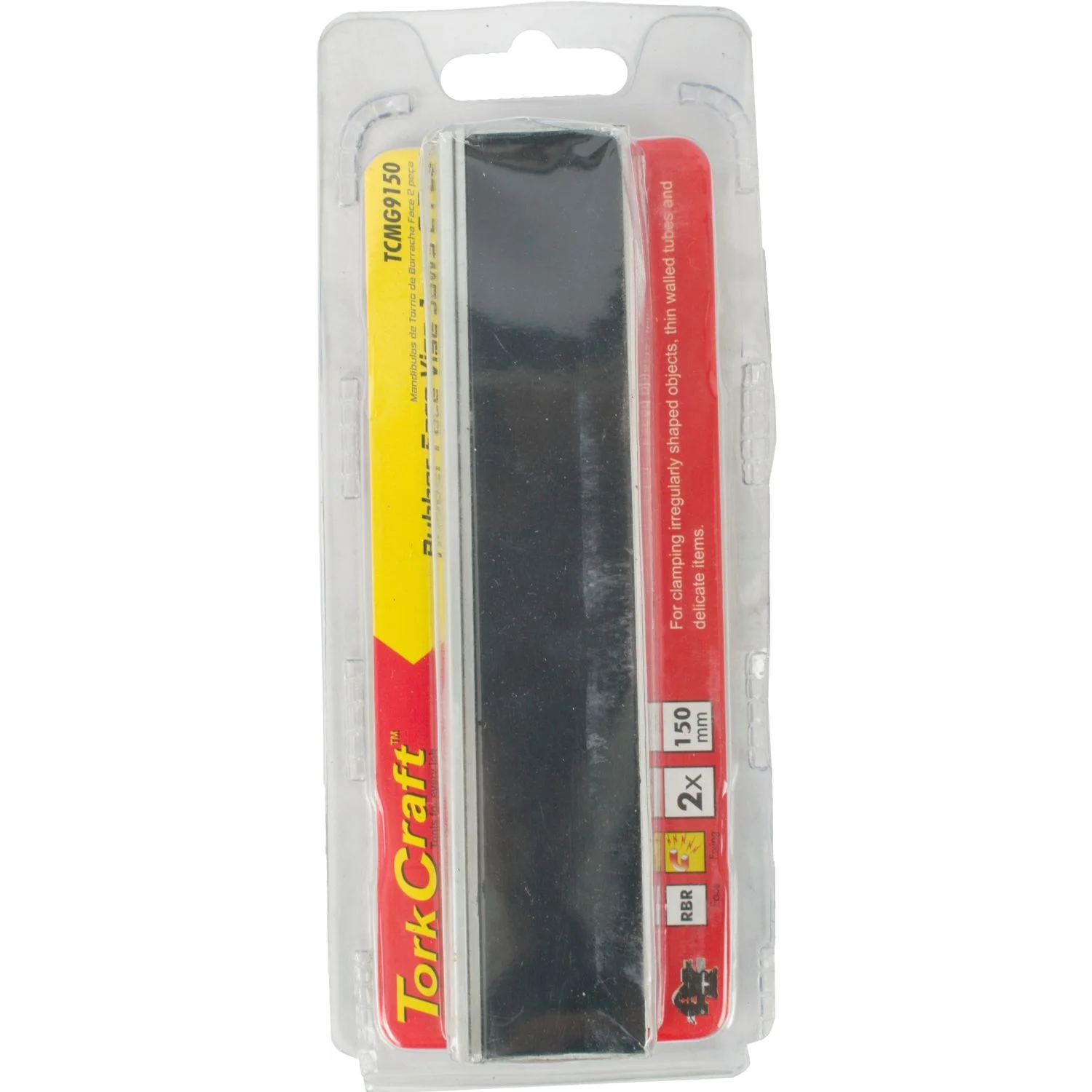 TCMG9150.webp VICE JAWS MAGNETIC ALUM. 150MM X 32MM 2PC RUBBER FACE - Image 1