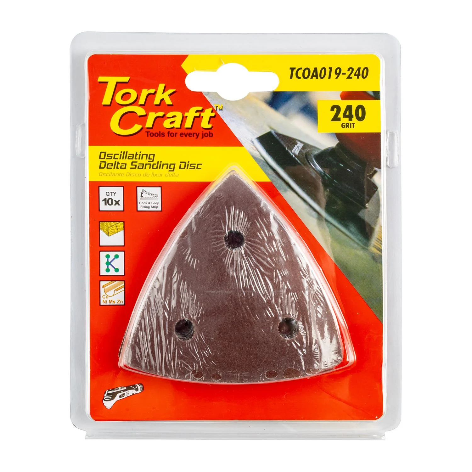 TCOA019-240.webp OSCILLATING SANDPAPER A/O 80MM 10PC DELTA SHAPE 240GRIT - Image 1