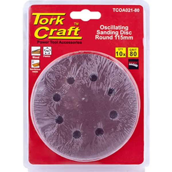 OSCILLATING SANDPAPER A/O 115MM 10PC ROUND 80GRIT
