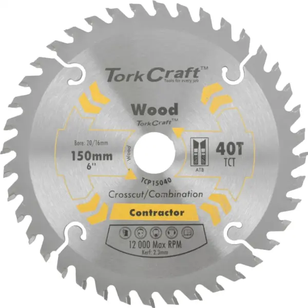 BLADE CONTRACTOR 150 X 40T 20/16 CIRCULAR SAW TCT