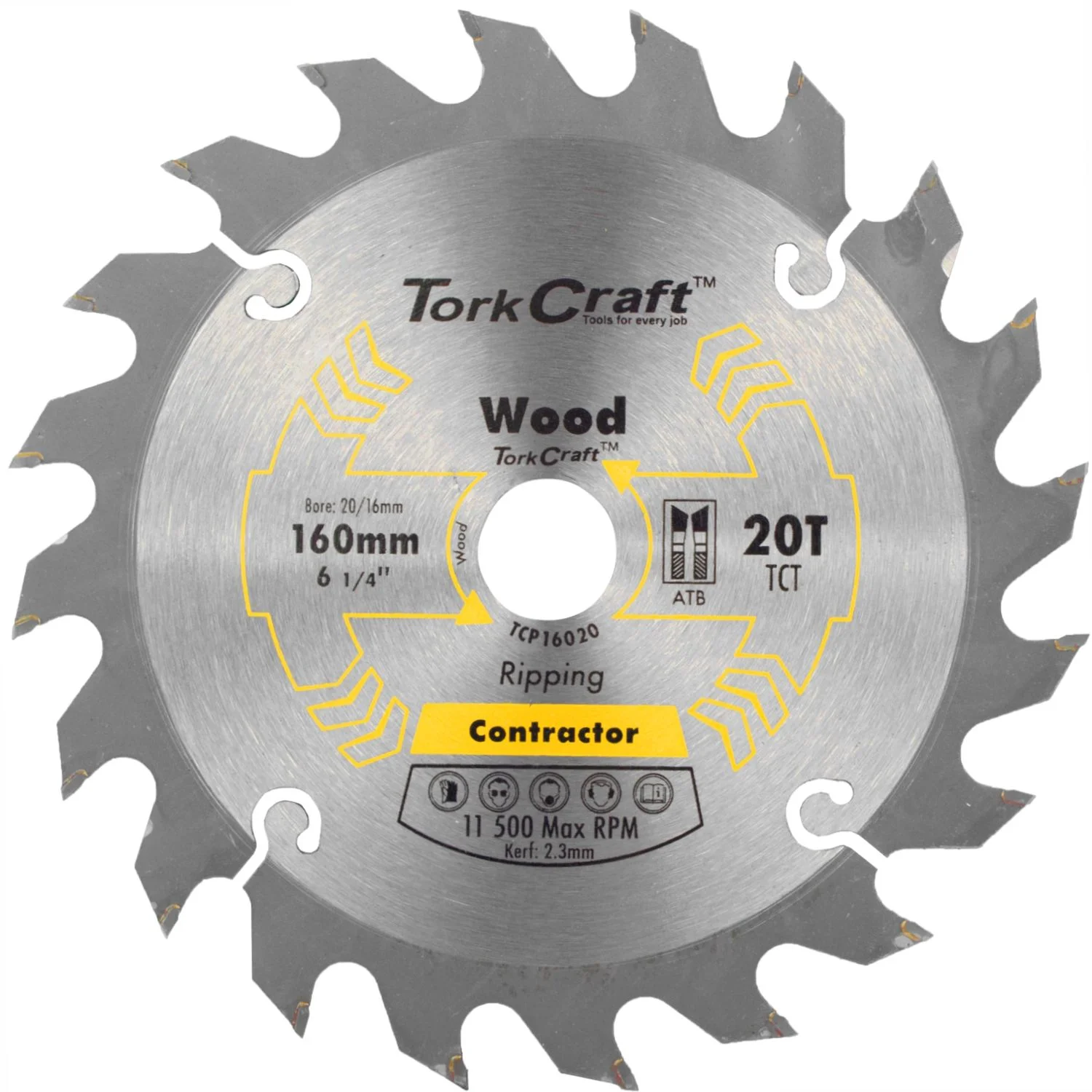 TCP16020.webp BLADE CONTRACTOR 160 X 20T 20/16 CIRCULAR SAW TCT - Image 1