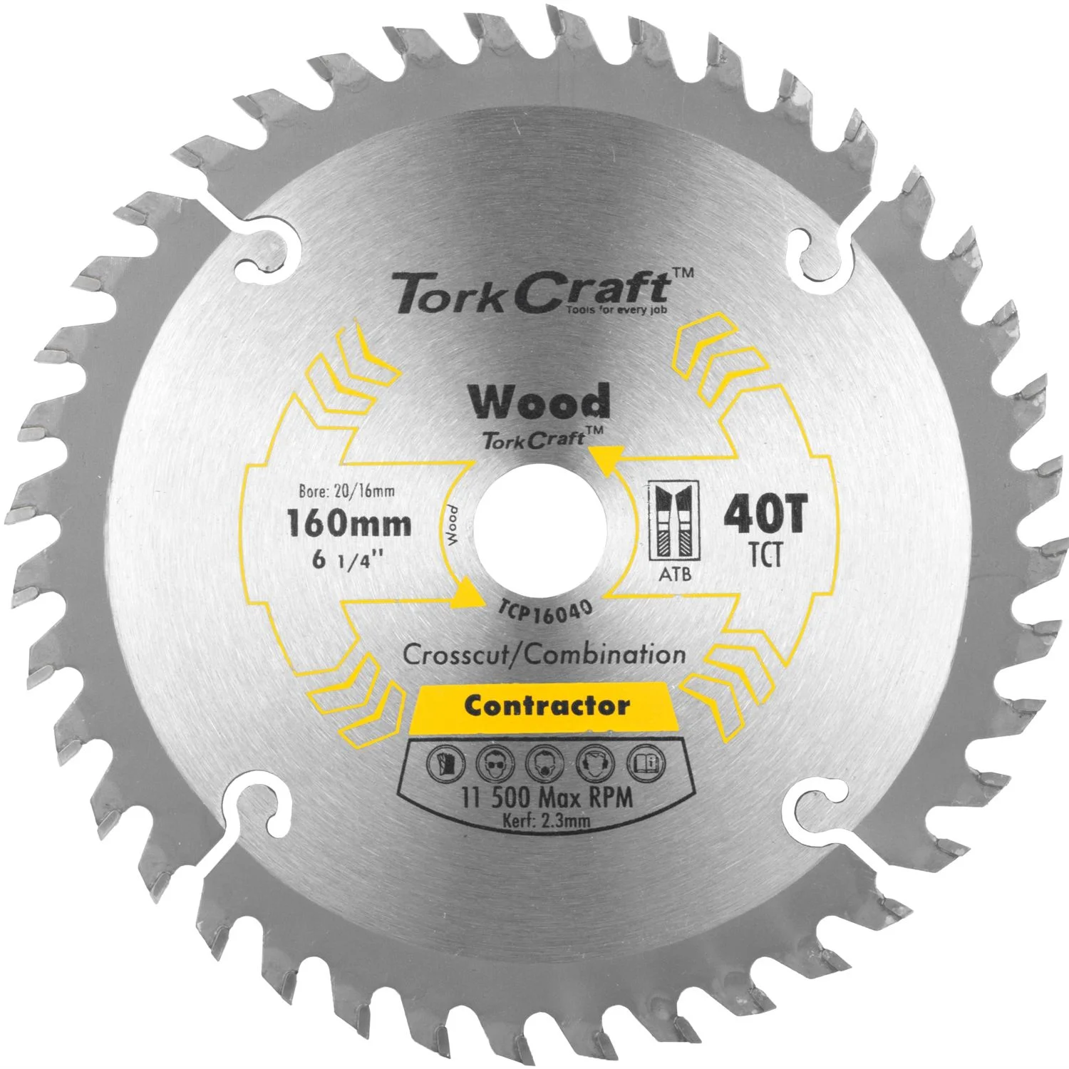TCP16040.webp BLADE CONTRACTOR 160 X 40T 20/16 CIRCULAR SAW TCT - Image 1