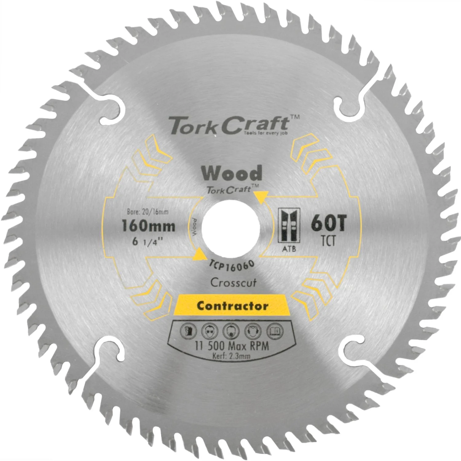 TCP16060.webp BLADE CONTRACTOR 160 X 60T 20/16 CIRCULAR SAW TCT - Image 1