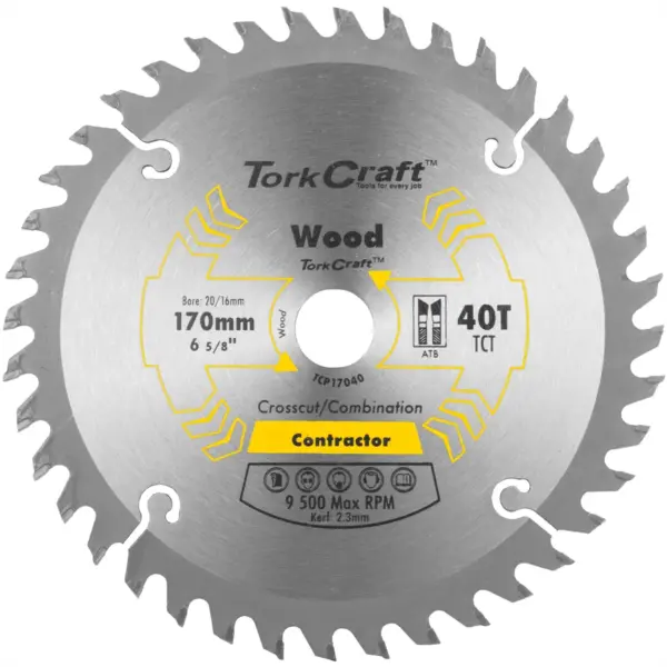 BLADE CONTRACTOR 170 X 40T 20/16 CIRCULAR SAW TCT